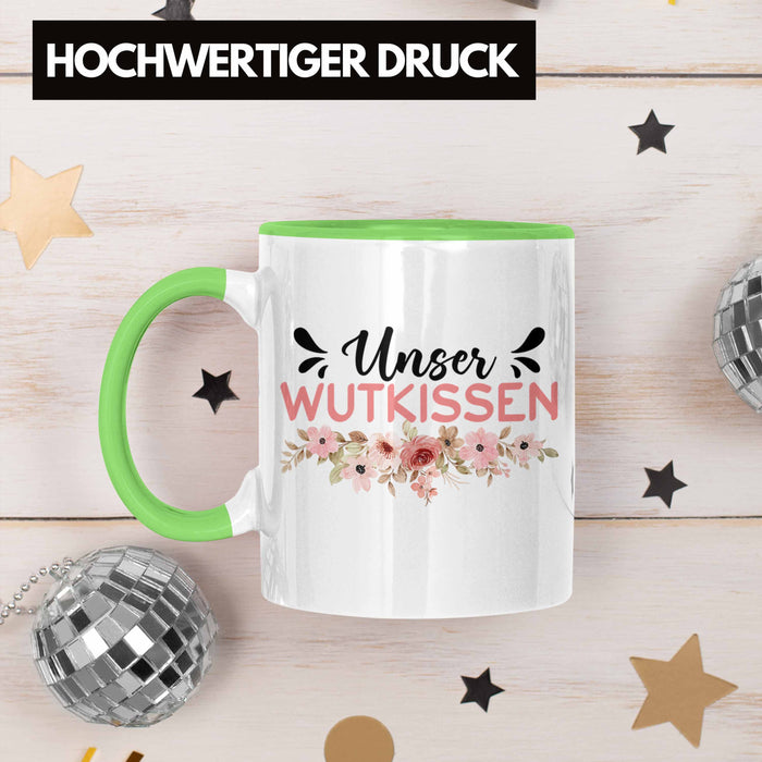 Wutkissen Tasse Geschenk Lustiger Spruch Wut-Kissen Grün Trendation