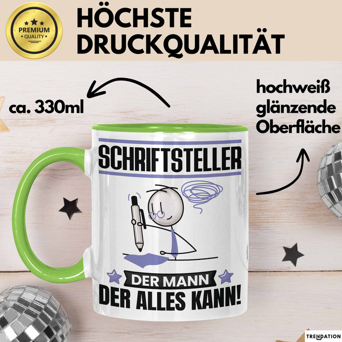 Schriftsteller Tasse Geschenk für Schriftsteller Der Mann Der Alles Kann Geschenkidee zum Geburtstag Grün Trendation