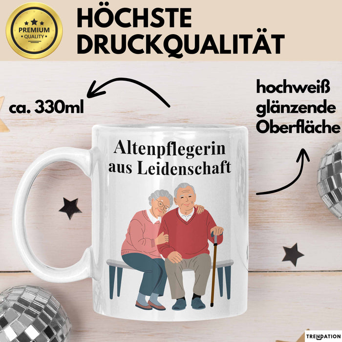Krankenschwester Pflege Betreuung Tasse Geschenk Lustige Geschenkidee Spruch Altenpflegerin Aus Leidenschaft Weiß Trendation
