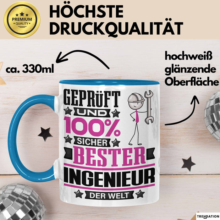 Ingenieur Geschenk Lustiger Spruch für Ingenieur Geschenkidee Bester Ingenieur Der Welt Blau Trendation