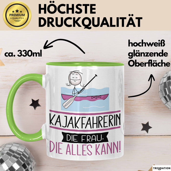 Kajakfahrerin Geschenk Tasse Becher Die Frau Die Allen Kann Geschenkidee für eine Kajakfahrerin Lustig Grün Trendation