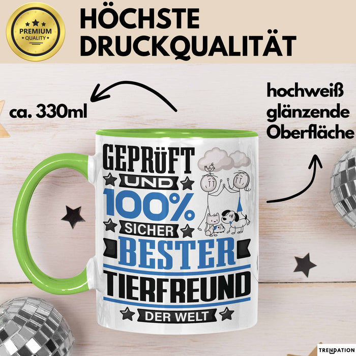 Tierfreund Geschenk Lustiger Spruch für Tierfreund Geschenkidee Bester Tierfreund Der Welt Grün Trendation