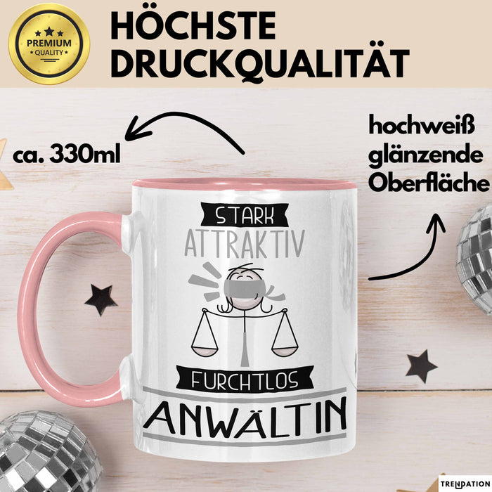 Anwältin Tasse Geschenk Becher Stark Attraktiv Furchtlos Anwältin Lustige Geschenkidee Rosa Trendation