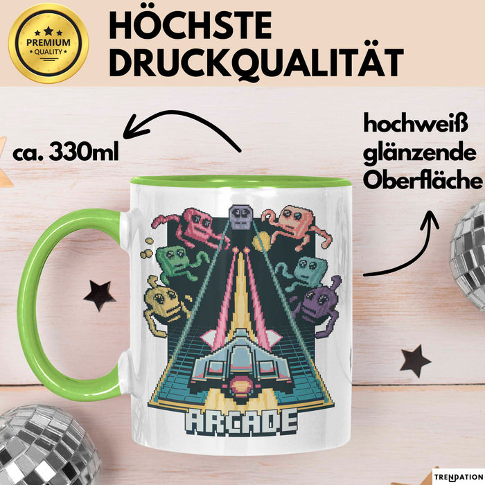 Retro Gamer Tasse Geschenkidee für Gaming und Konsolen Fans Grün Trendation