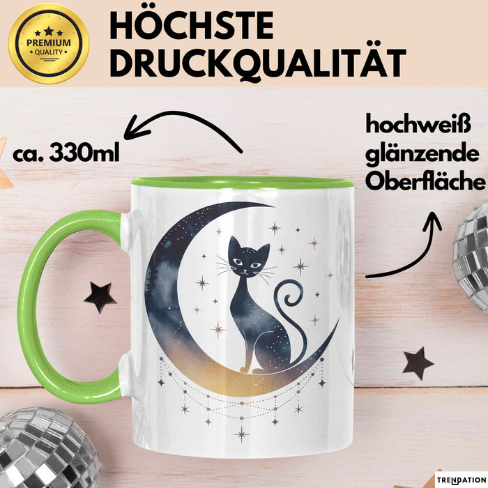 Katzenliebhaber Tasse Geschenkidee Katzenfan Lustiger Spruch Geschenkidee Lustig Grün Trendation