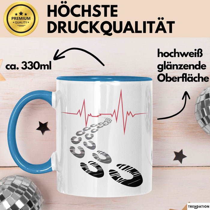 Läufer Tasse Geschenkidee für Marathonliebhaber Blau Trendation