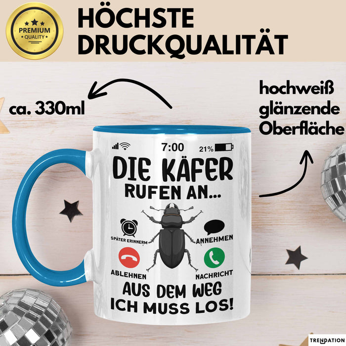 Käfer Liebhaber Tasse Geschenk Die Käfer Rufen An Geschenkidee Becher Blau Trendation