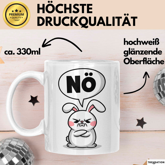 Sarkastische Kaninchen Hase Tasse Geschenk Lustige Geschenkidee Spruch Nö Weiß Trendation
