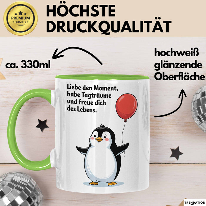 Büroarbeit Kollege Abschied Tasse Geschenk Lustige Geschenkidee Spruch Liebe Den Moment Habe Tagträume Und Freue Dich Des Lebens Grün Trendation