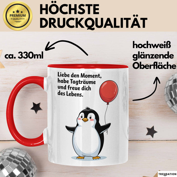 Büroarbeit Kollege Abschied Tasse Geschenk Lustige Geschenkidee Spruch Liebe Den Moment Habe Tagträume Und Freue Dich Des Lebens Rot Trendation
