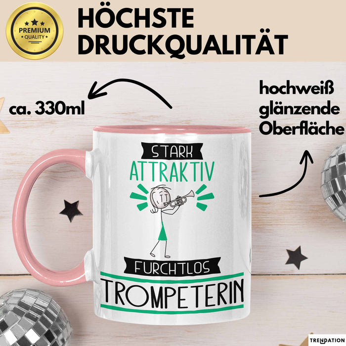 Trompeterin Tasse Geschenk Becher Stark Attraktiv Furchtlos Trompeterin Lustige Geschenkidee Rosa Trendation