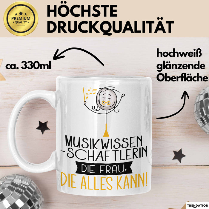 Musikwissenschaftlerin Geschenk Tasse Becher Die Frau Die Allen Kann Geschenkidee für eine Musikwissenschaftlerin Lustig Weiß Trendation
