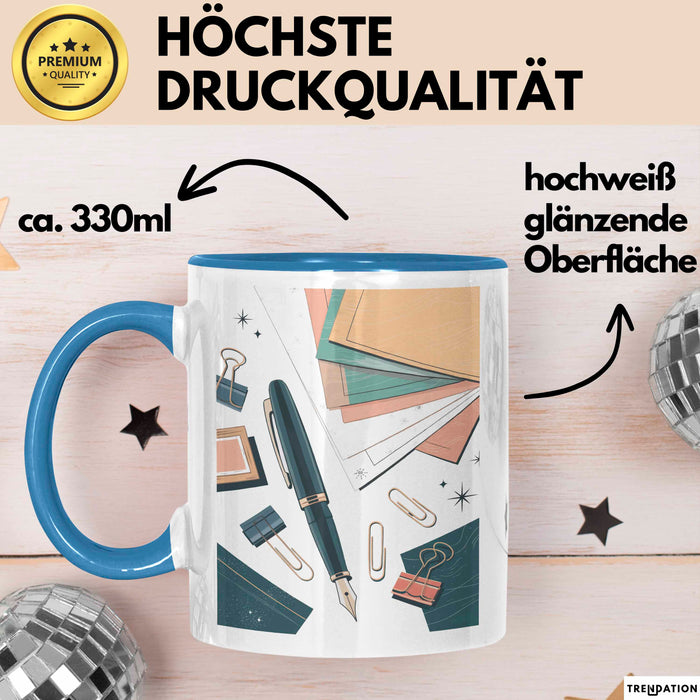 Schreibwaren Nerd Tasse Geschenk Lustige Geschenkidee Spruch Für Papier Liebhaber Blau Trendation