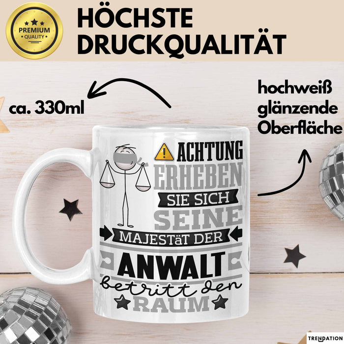 Anwalt Geschenk Tasse Lustiger Spruch Erheben Sie Sich Der Anwalt Betritt den Raum Weiß Trendation