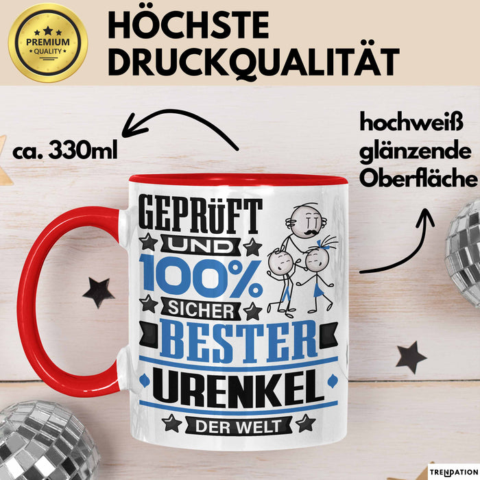 Urenkel Geschenk Lustiger Spruch für Urenkel Geschenkidee Bester Urenkel Der Welt Rot Trendation