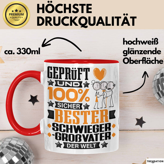 Schwiegergroßvater Geschenk Lustiger Spruch für Schwiegergroßvater Geschenkidee Bester Schwiegergroßvater Der Welt Rot Trendation