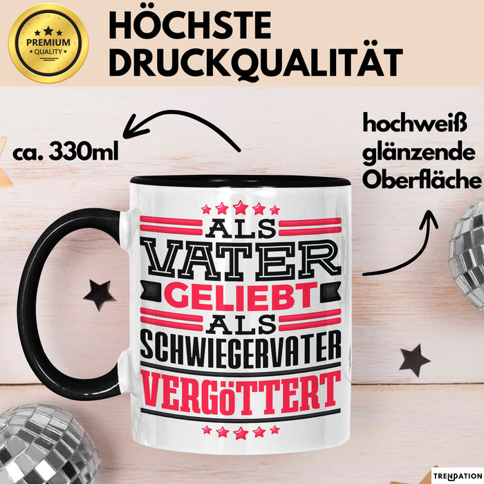 Schwiegervater Tasse Geschenk Geburtstag Bester Schwiegerpapa Geschenkidee Becher Schwarz Trendation
