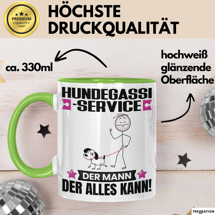 Hundegassi-Service Tasse Geschenk für Hundegassi-Service Der Mann Der Alles Kann Geschenkidee zum Geburtstag Grün Trendation