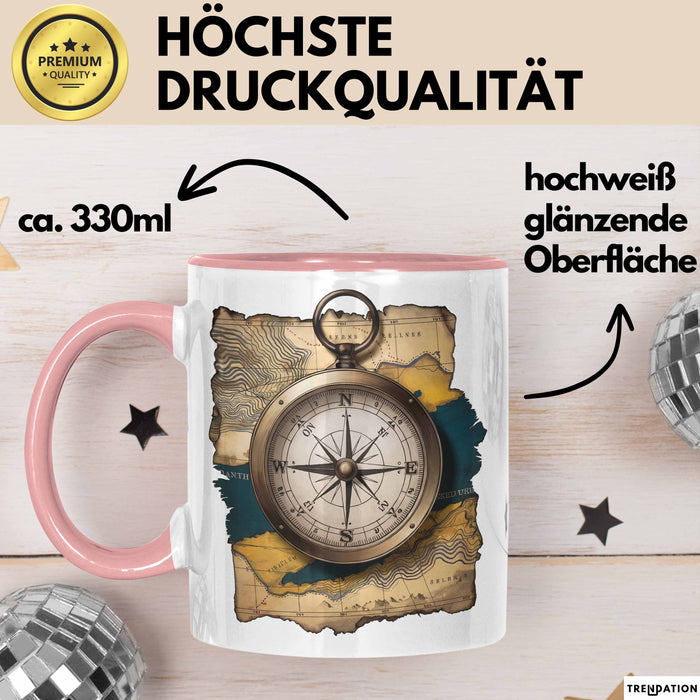 Abenteurer Tasse Geschenkidee für Outdoor Entdecker Rosa Trendation