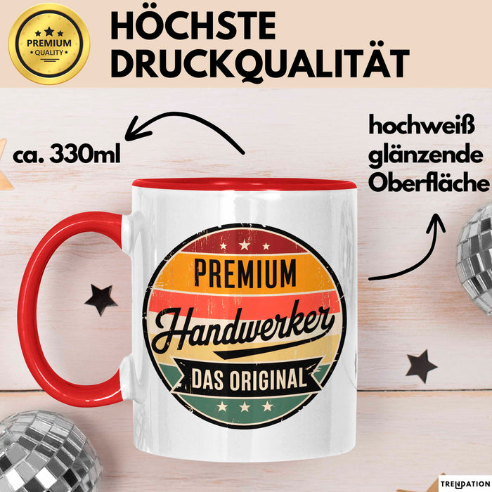 Zimmermann Holz Tischlerei Tasse Geschenk Lustige Geschenkidee Spruch Premium Handwerker Das Original Rot Trendation