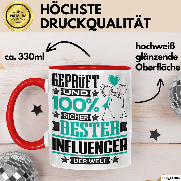 Influencer Geschenk Lustiger Spruch für Influencer Geschenkidee Bester Influencer Der Welt Rot Trendation