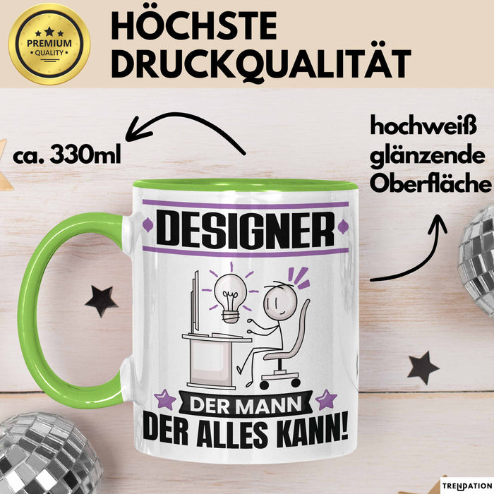 Designer Tasse Geschenk für Designer Der Mann Der Alles Kann Geschenkidee zum Geburtstag Grün Trendation