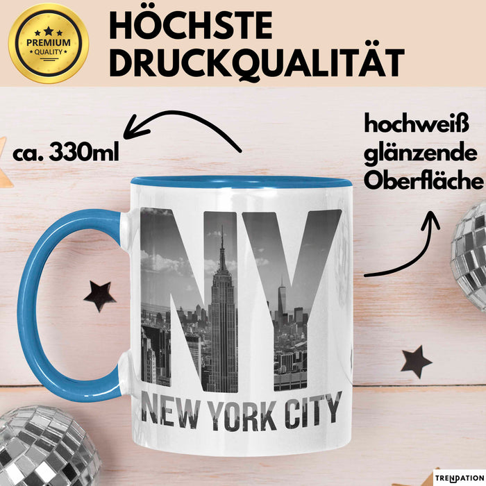 New York City USA Tasse Geschenk Lustige Geschenkidee Spruch Blau Trendation