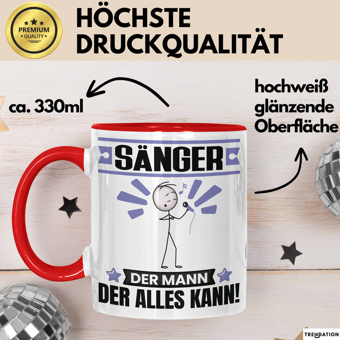Sänger Tasse Geschenk für Sänger Der Mann Der Alles Kann Geschenkidee zum Geburtstag Rot Trendation