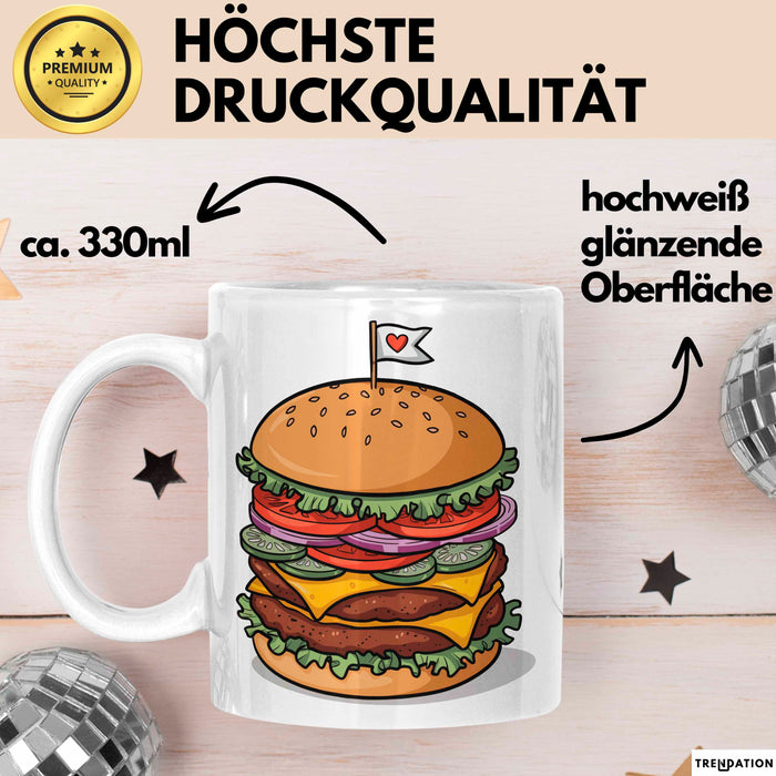 Burger Fan Tasse Geschenkidee für Grillmeister Weiß Trendation