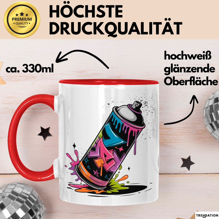 Graffiti Künstler Tasse Geschenkidee für Streetart Fan Rot Trendation