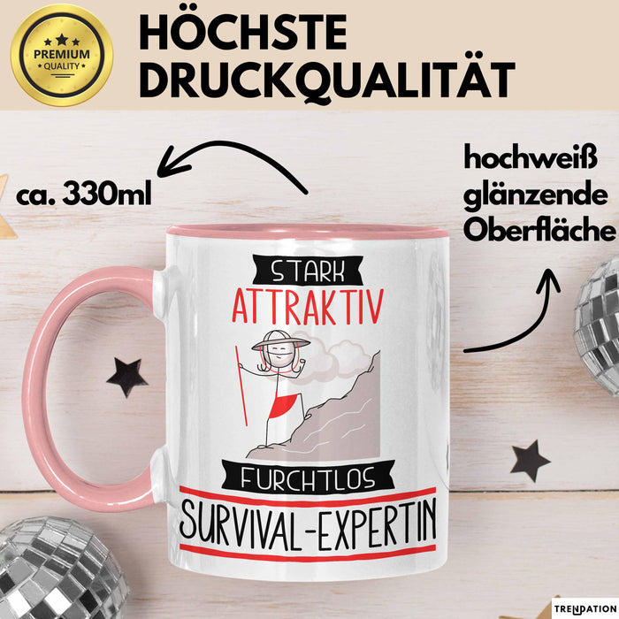 Survival-Expertin Tasse Geschenk Becher Stark Attraktiv Furchtlos Survival-Expertin Lustige Geschenkidee Rosa Trendation