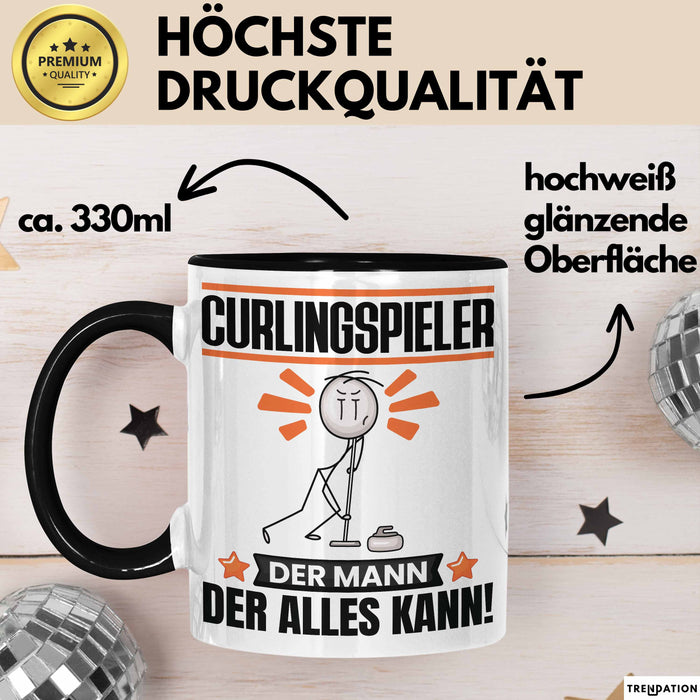 Curlingspieler Tasse Geschenk für Curlingspieler Der Mann Der Alles Kann Geschenkidee zum Geburtstag Schwarz Trendation