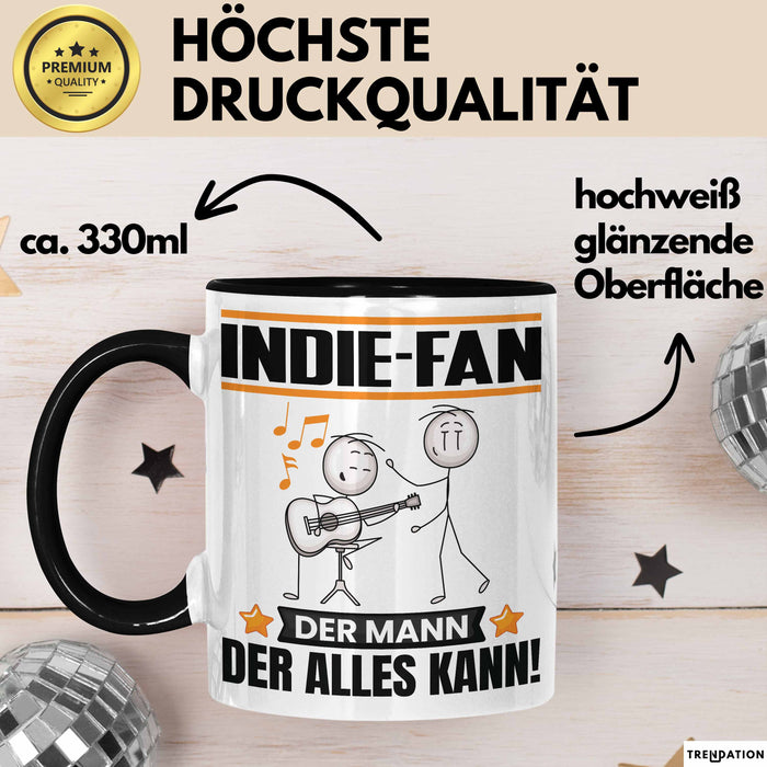 Indie-Fan Tasse Geschenk für Indie-Fan Der Mann Der Alles Kann Geschenkidee zum Geburtstag Schwarz Trendation