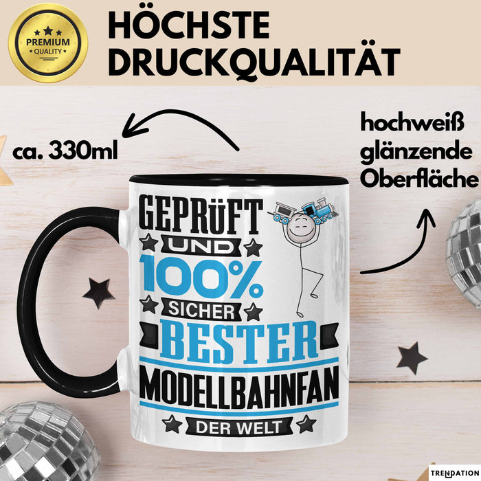 Modellbahnfan Geschenk Lustiger Spruch für Modellbahnfan Geschenkidee Bester Modellbahnfan Der Welt Schwarz Trendation