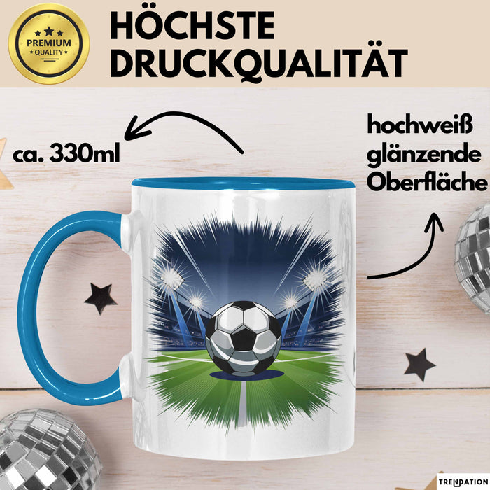 Fußballspieler Tasse Geschenkidee für Fußballliebhaber Blau Trendation
