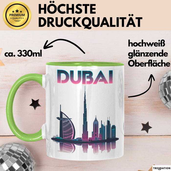 Dubai VAE Tasse Geschenk Lustige Geschenkidee Spruch Grün Trendation