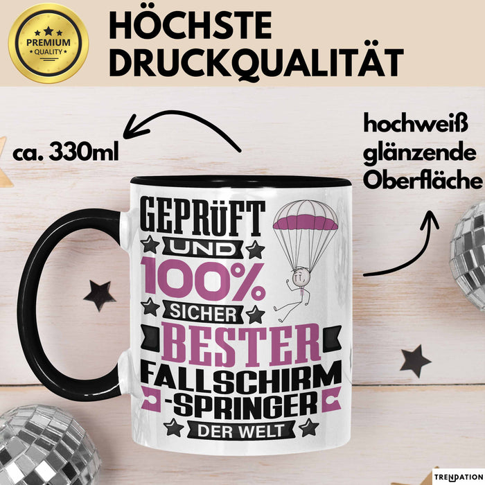 Fallschirmspringer Geschenk Lustiger Spruch für Fallschirmspringer Geschenkidee Bester Fallschirmspringer Der Welt Schwarz Trendation