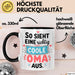 Oma Großmutter Tasse Becher Geschenk Lustige Geschenkidee Spruch So Sieht Eine Richtig Coole Oma Aus Trendation
