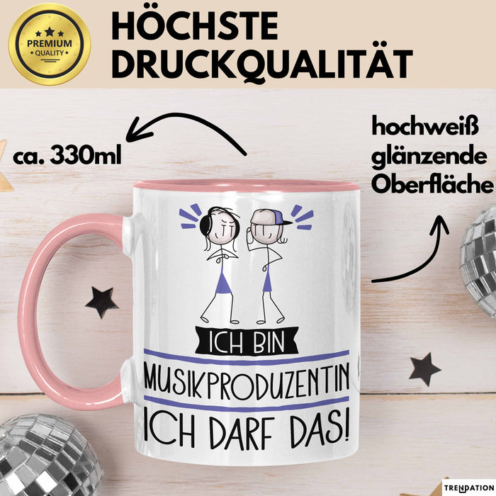 Geschenk für Musikproduzentin Tasse Lustige Geschenkidee Geburtstag Ich Bin Musikproduzentin Ich Darf Das Rosa Trendation