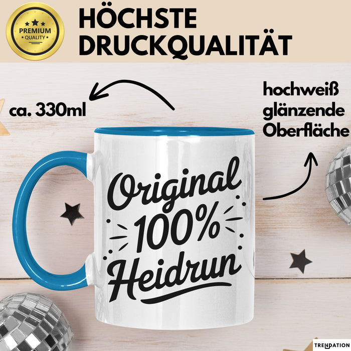 Heidrun Tasse Geschenk Original 100% Heidrun Geschenkidee Geburtstag Blau Trendation