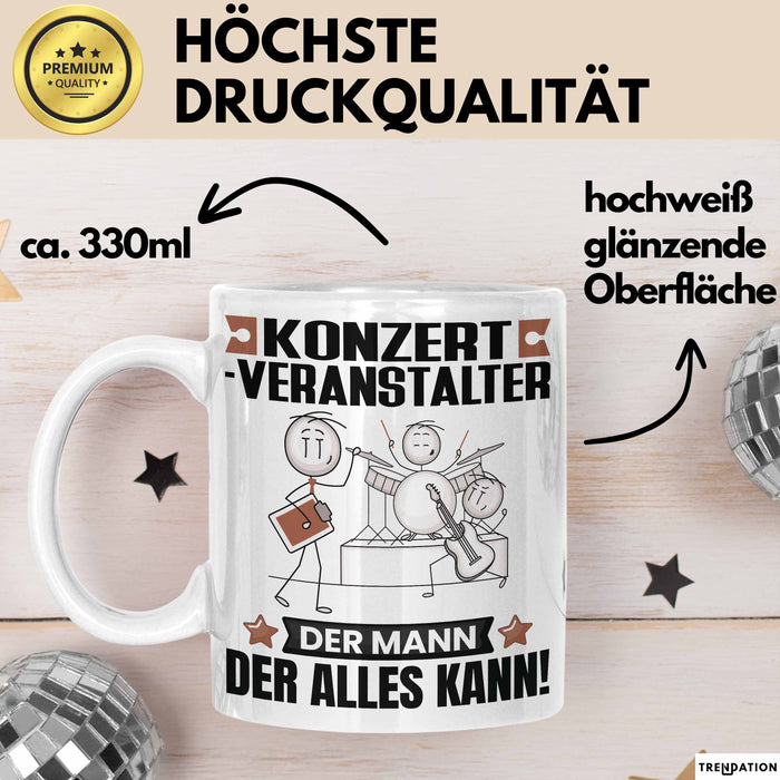 Konzertveranstalter Tasse Geschenk für Konzertveranstalter Der Mann Der Alles Kann Geschenkidee zum Geburtstag Weiß Trendation