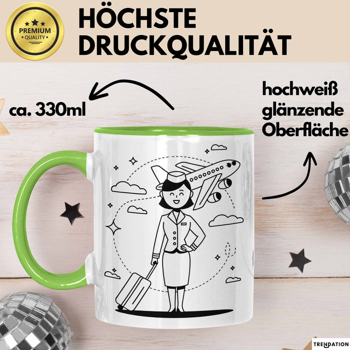 Flugbegleiter Tasse Geschenk Lustige Geschenkidee Spruch Für Reise Crew Grün Trendation