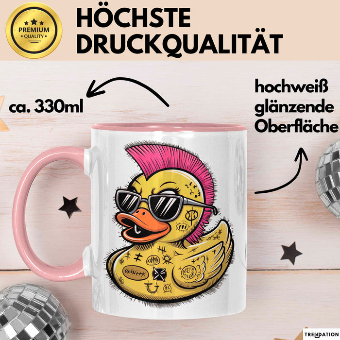 Quietscheente Tier Tasse Geschenk Lustige Geschenkidee Spruch Punk Ente Entenküken Rosa Trendation