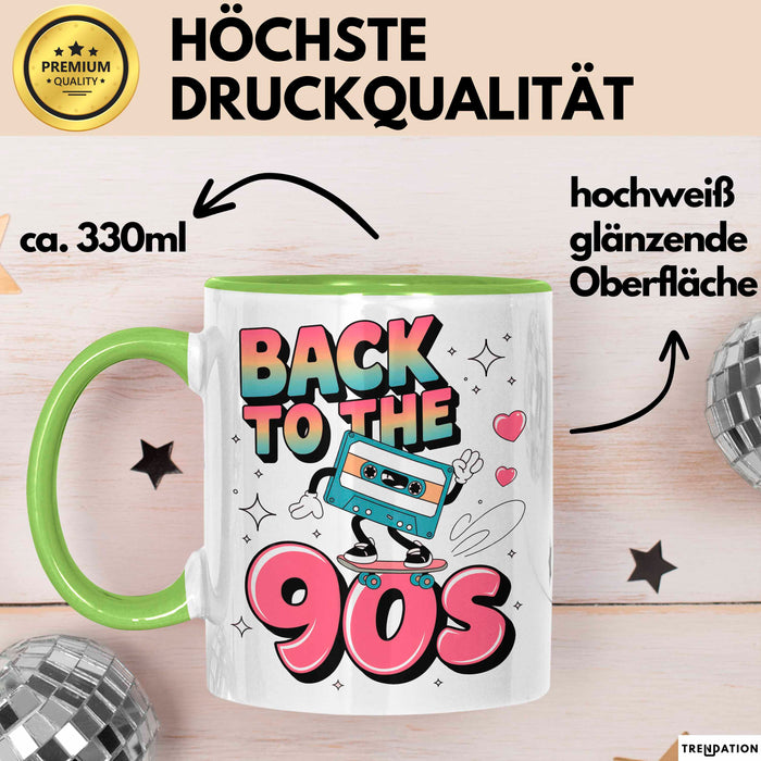 Vintage Retro Musik Tasse Geschenk Zurück in die 90er Geschenkidee Lustig Grün Trendation