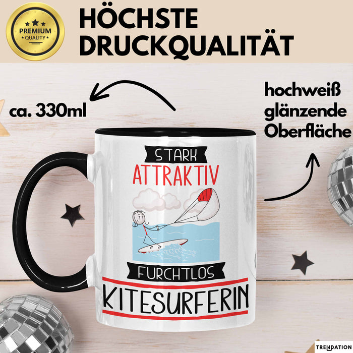 Kitesurferin Tasse Geschenk Becher Stark Attraktiv Furchtlos Kitesurferin Lustige Geschenkidee Trendation