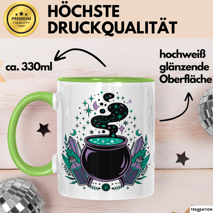 Hexerei Fan Tasse Geschenkidee für Zauberspruch Liebhaber Grün Trendation