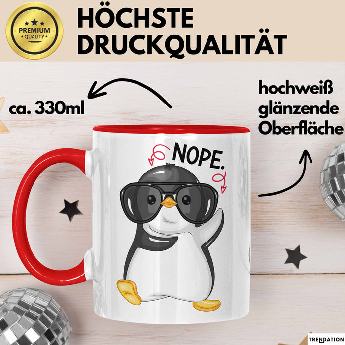 Witzige Tasse Geschenk Pinguin Mit Roter Brille Lustiger Becher Rot Trendation