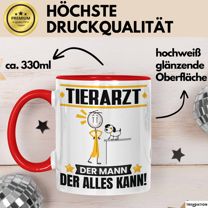 Tierarzt Tasse Geschenk für Tierarzt Der Mann Der Alles Kann Geschenkidee zum Geburtstag Rot Trendation