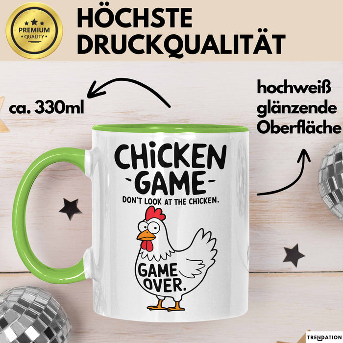 Sarkistisches Huhn Tasse Geschenk Lustige Geschenkidee Spruch Hühnerspiel Schau Nicht Auf Das Huhn Grün Trendation