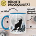 Wolf Tasse Geschenk Heulender Wolf Vollmond Grafik Geschenkidee Blau Trendation